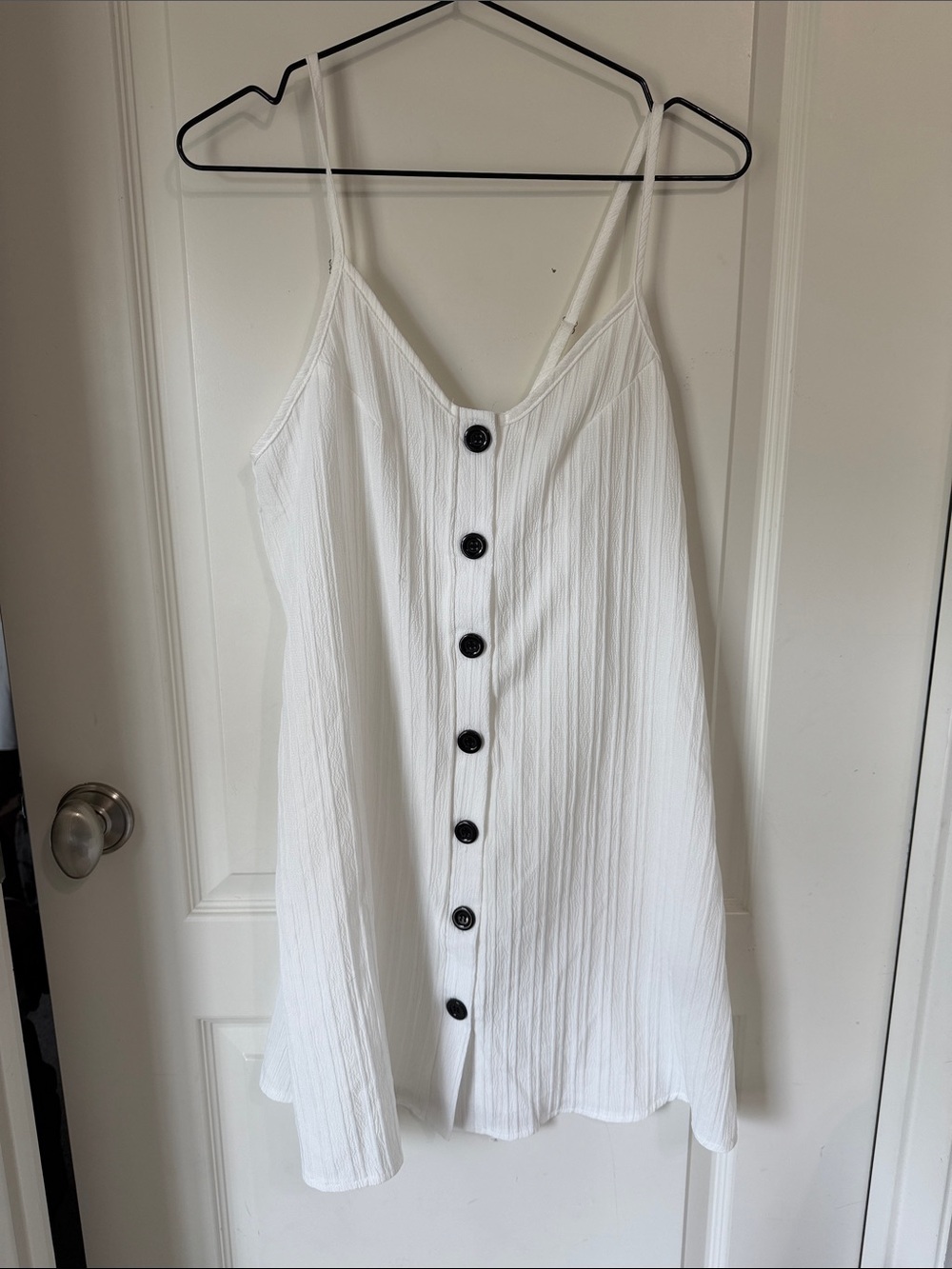 SHEIN White Button-Front Mini Dress with Black Buttons